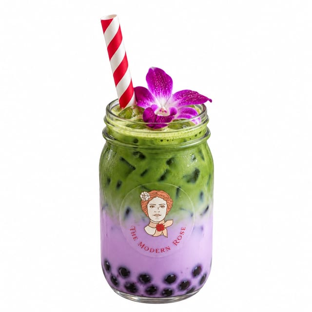 Blueberry Matcha Boba.