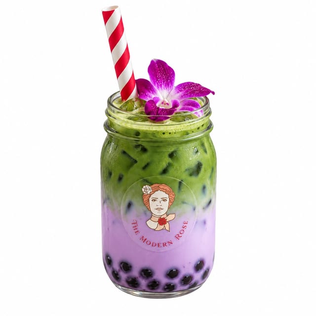 Blueberry Matcha Boba.