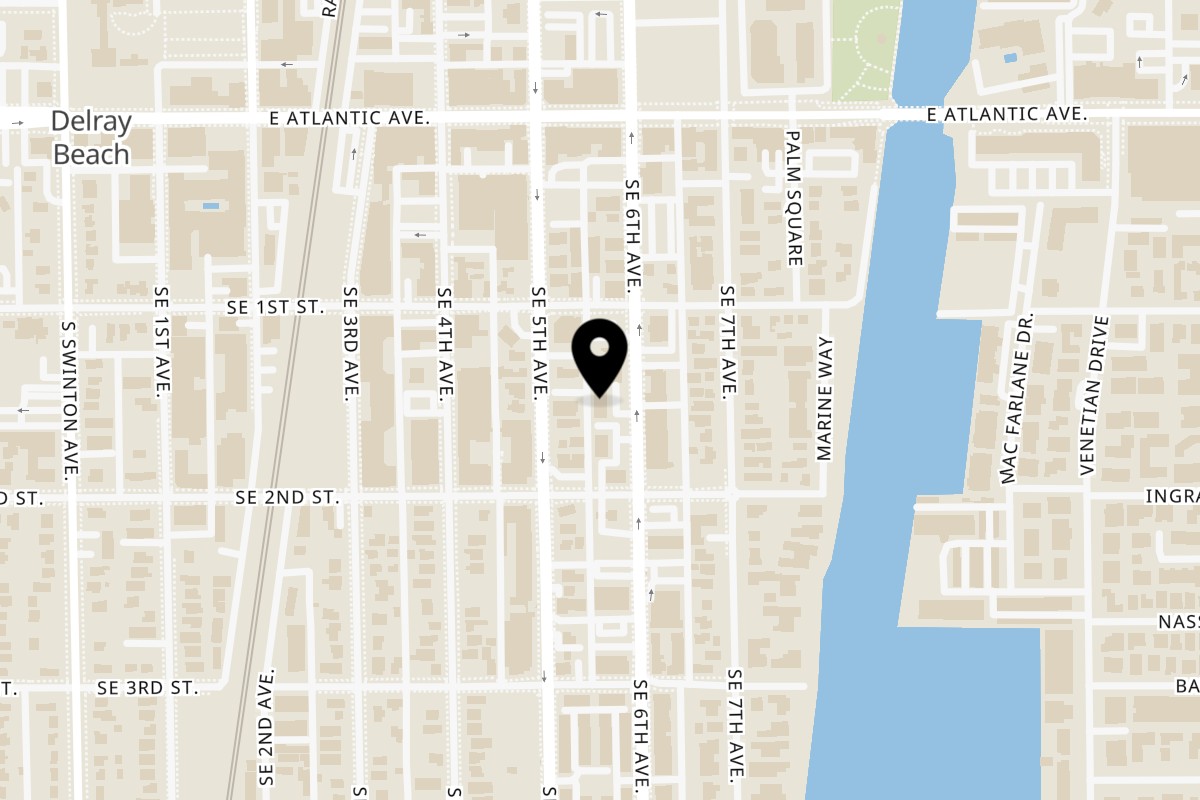 Map showing the location of The Modern Rose Delray Beach on 142 SE 6th Ave in Delray Beach